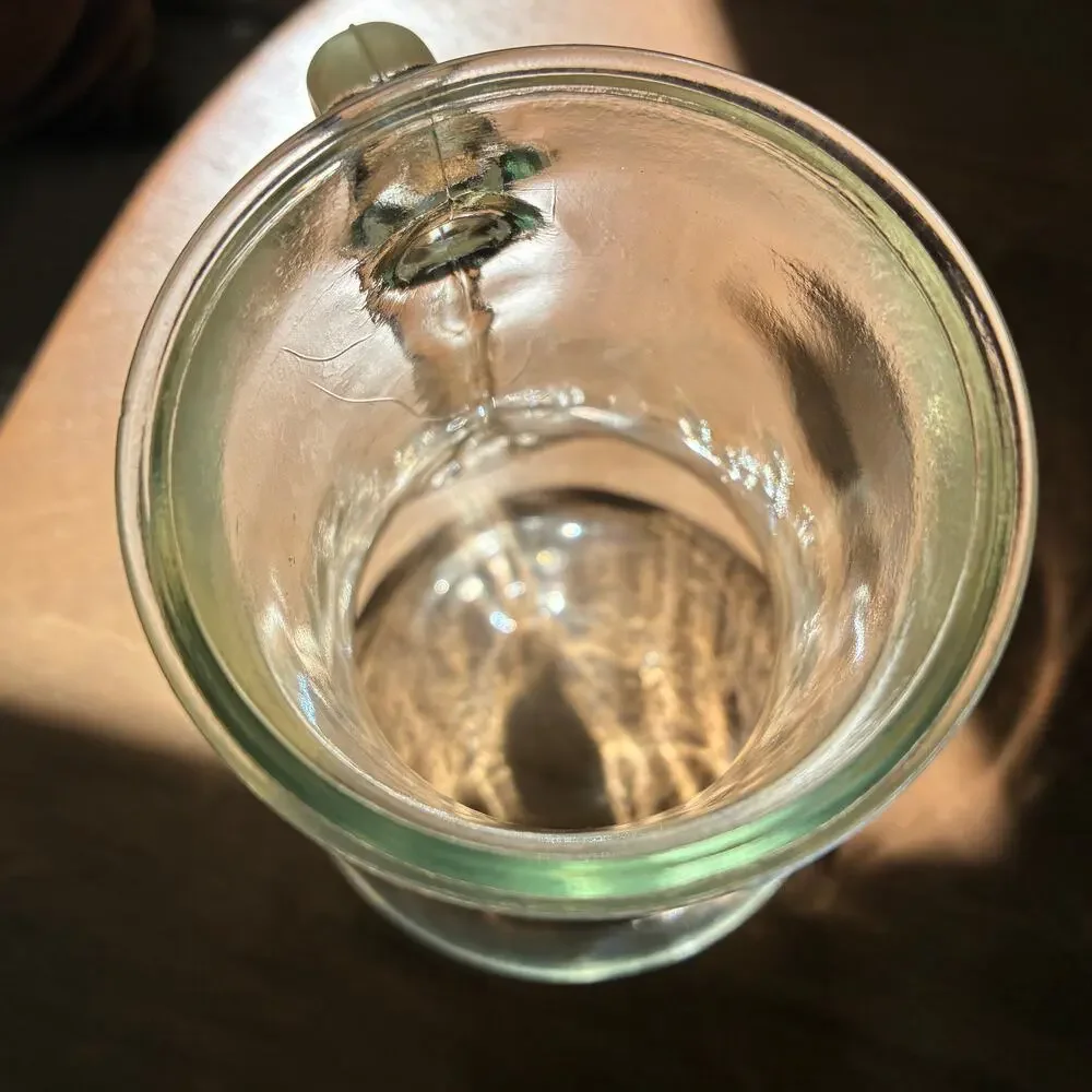 Midcentury Small Clear Glass Pitcher Vase Cup